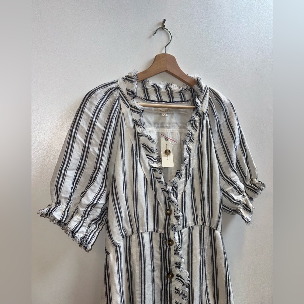 ❌SOLD❌ Anthropologie Pilcro Linen Blend Ruffle Collar Buttondown Dress Size 14